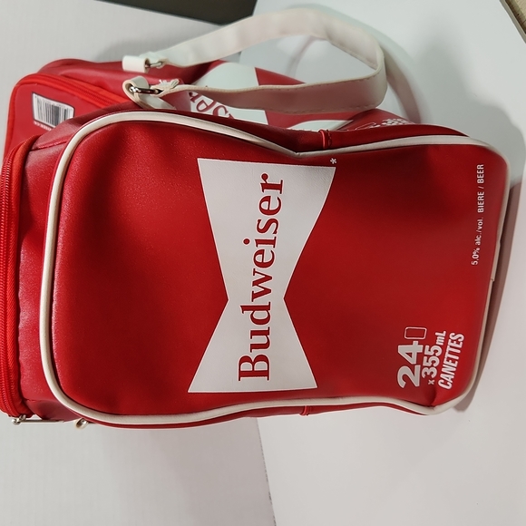 Faux Leather Red Budweiser Soft-sided Cooler Bag - Picture 4 of 12